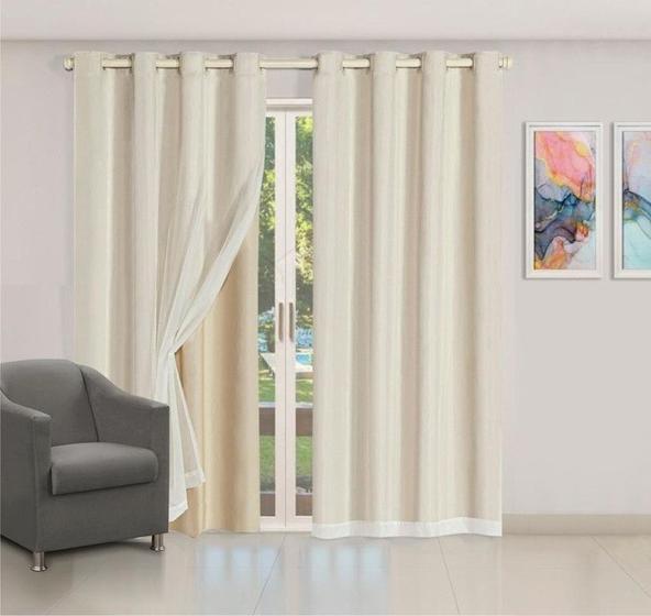Imagem de Cortina Quarto Privacidade Blackout Voil Tecido 2,80 x 2,30