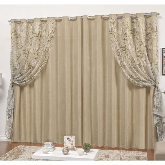 Cortina Quarto Sala Com Voil Estampado Tunísia 4,10m x 2,50m Menor preço em Cortina Quarto Sala Com Voil Estampado Tunísia 4,10m x 2,50m