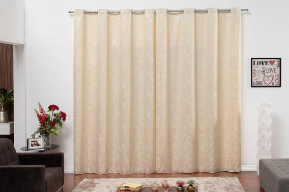 Imagem de cortina quarto semi blackout jacquard palha 6,00x2,80