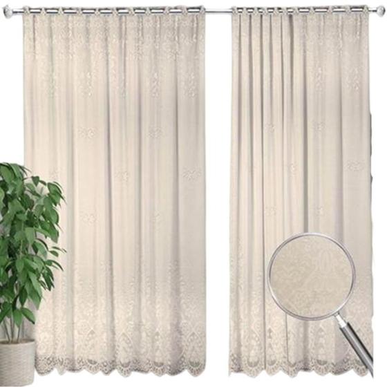 Imagem de Cortina Renda Com Forro Sala Quarto 3,50Largx 2,20 Alt