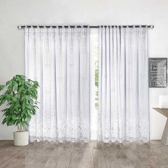 Imagem de Cortina Renda Com Forro Sala Quarto 3,50Largx 2,20 Alt