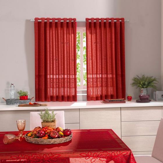 Imagem de Cortina Rendada Color com Forro Interlar para Cozinha/ Copa  2,20m x 1,30m