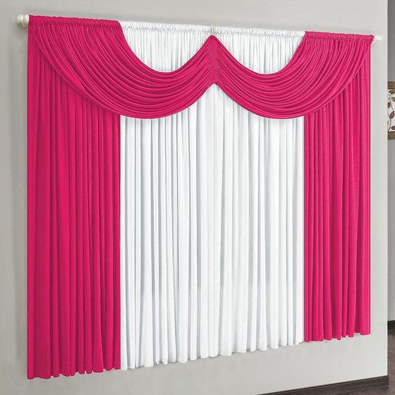 Imagem de Cortina Riviera 2,00m x 1,70m para Varão Simples - Pink/Branco