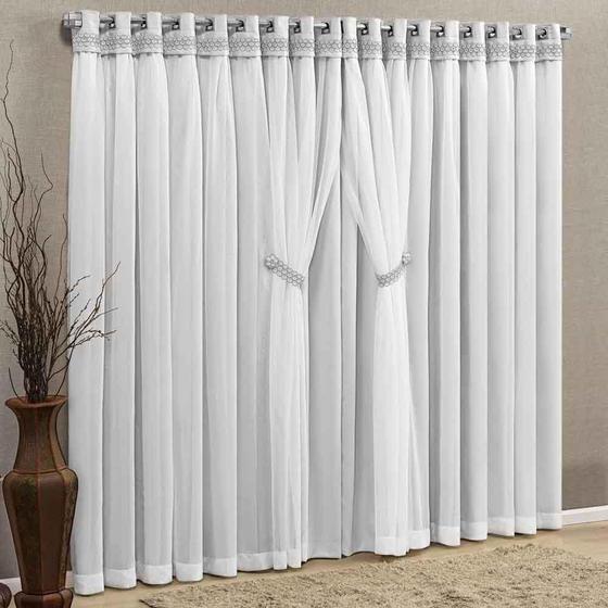 Imagem de Cortina Roterdam Luxuosa Tecido Blackout 2M Branco Gelo