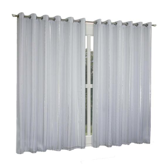 Imagem de Cortina Rustica Com Voil Listrado 2,7M X 3M - Branco