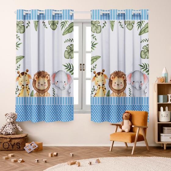 Imagem de Cortina Safari Baby 2,00X 1,50 p/ Quarto Infantil, Criança, Bebe, Janela, Decoração.