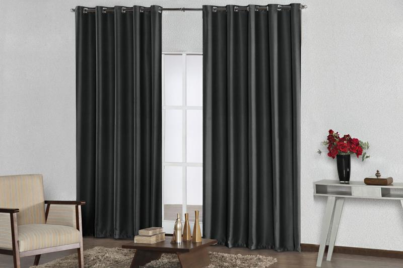 Imagem de Cortina Sala 2,80 Blackout Preto PVC Porta De Vidro Balcão 2,80x2,50