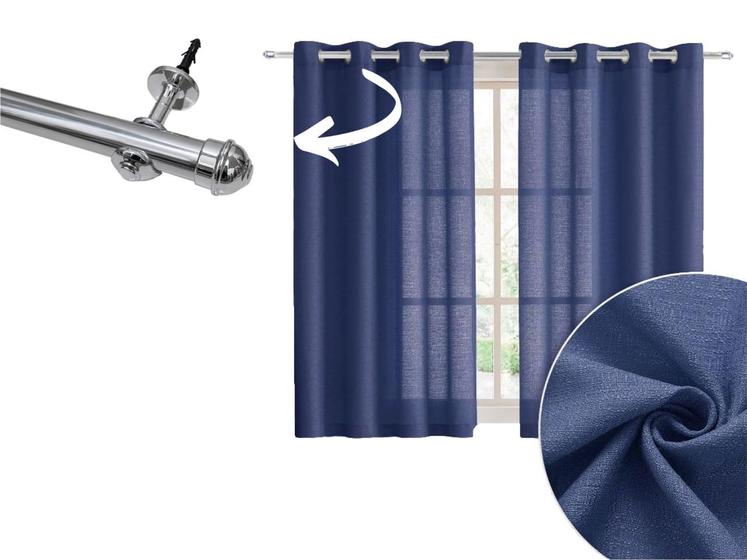 Imagem de Cortina Sala 3m Com Varão 2m Incluso Kit Completo Tecido Rústico