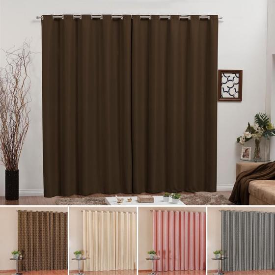 Imagem de cortina sala blackout veda luz perciana moderna tecido blecaute 2 m bloqueia 99%