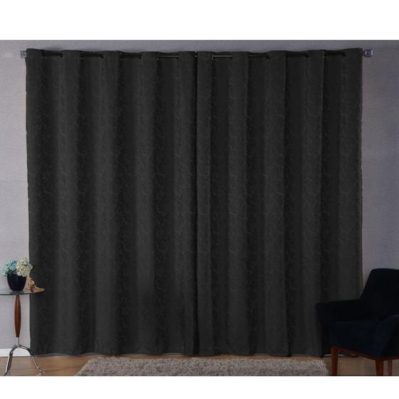 Imagem de Cortina Sala Jacquard 4.00m X 2.60m Semi Blackout Requinte Varão Simples