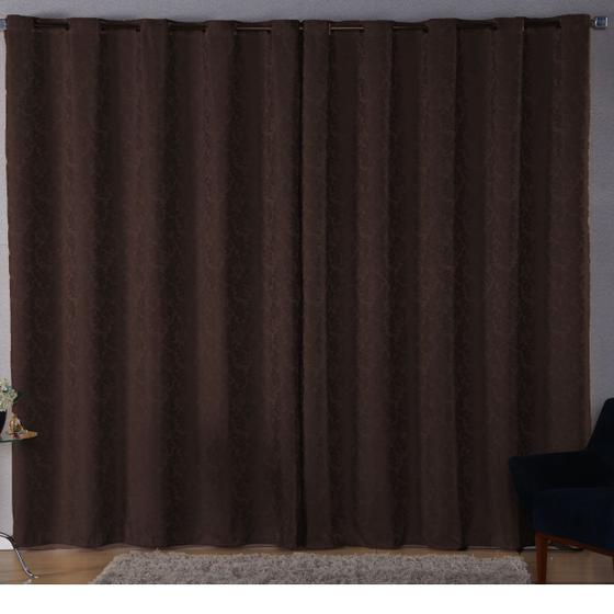 Imagem de Cortina Sala Jacquard 4.00m X 2.60m Semi Blackout Requinte Varão Simples