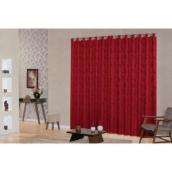 Imagem de cortina sala jacquard semi blackout vermelho 5,00x2,80