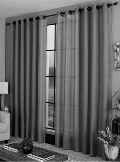 Imagem de Cortina sala quarto 3,00 x 2,70 com ilhós - tecido cinza