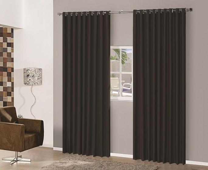 Imagem de cortina sala quarto em tecido semi blackout preto 3,00x2,50