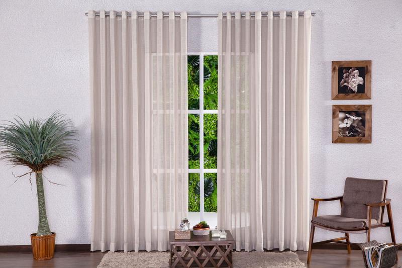 Imagem de Cortina Sala Quarto Gaze De Linho Sem Forro 3 x 1,8m Para Varão Simples