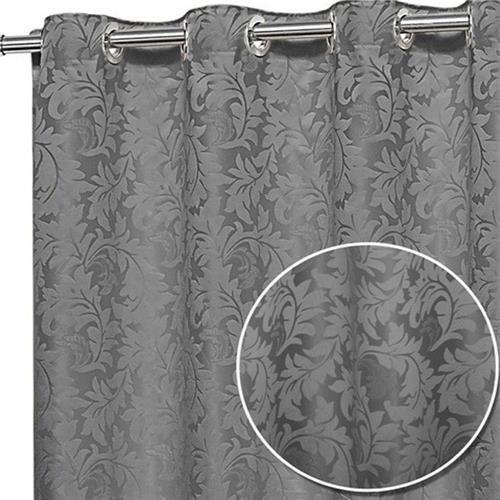 Imagem de cortina sala quarto tecido jacquard cinza semi blackout 4,00x2,50