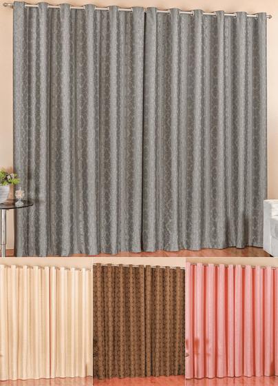 Imagem de cortina sala semi blackout prime cinza perciana moderna blecaute 3m tecido 60/40