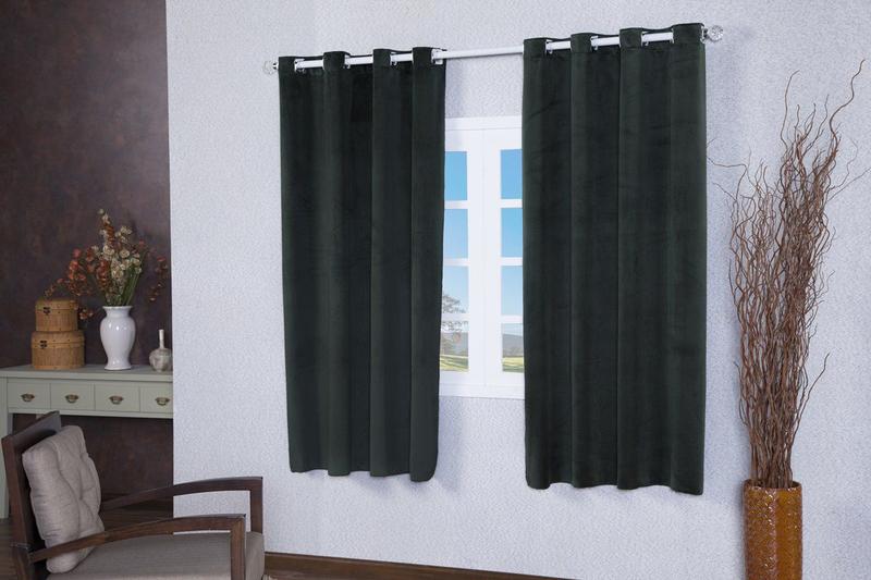 Imagem de Cortina Semi Blackout de Tecido Suede Imperial para Sala Quarto Escritório 2,00m x 1,70m Verde Musgo