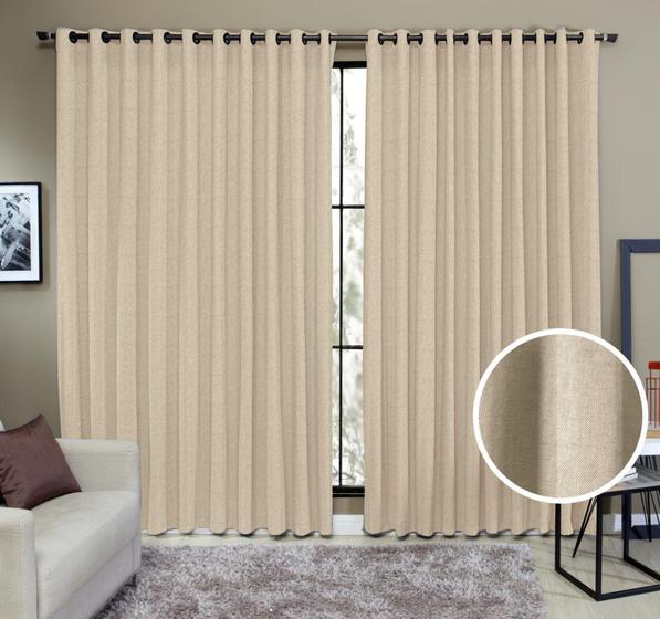 Cortina Semi Blackout Tecido Rustico 200x240 Sala E Quarto Menor preço em Cortina Semi Blackout Tecido Rustico 200x240 Sala E Quarto