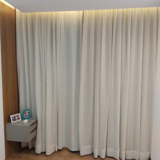 Imagem de Cortina Sofisticada Voil Gaze De Linho+blackout 100% Trilho Suíço Duplo 9,00x2,59