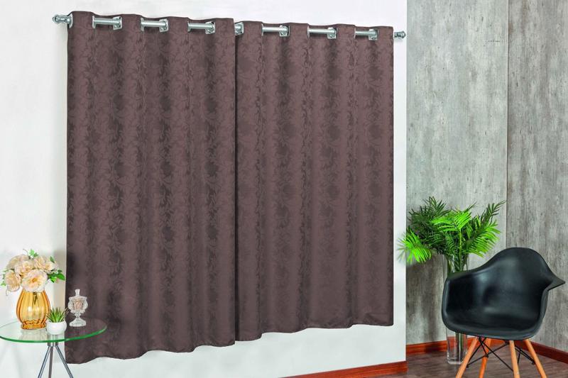 Cortina Tecido Grosso Jacquard Com Ilhós Para Varão De Sala Ou Quarto Marrom Menor preço em Cortina Tecido Grosso Jacquard Com Ilhós Para Varão De Sala Ou Quarto Marrom