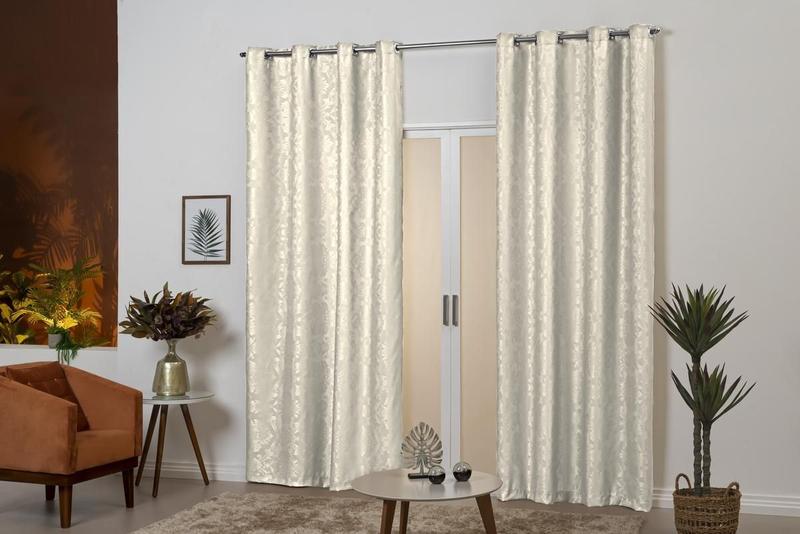 Imagem de Cortina Tecido Jacquard Bloqueia 50% Claridade 3M Palha