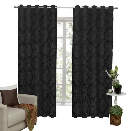 Imagem de Cortina Tecido Jacquard Semi Blackout 2M X 1,80M - Preto