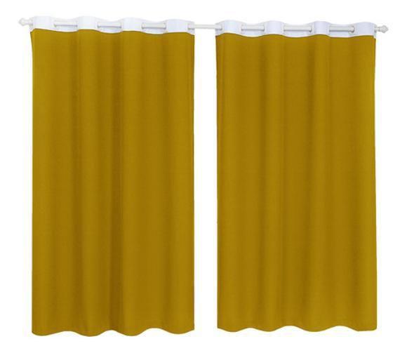 Imagem de Cortina Tecido Oxford Faixa Branco 1,80M X 2,80M - Amarelo