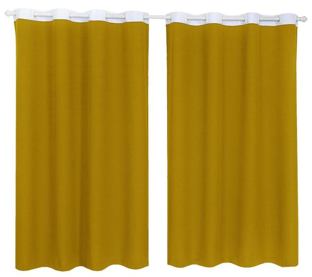 Imagem de Cortina Tecido Oxford Faixa Branco 2,50M X 3,00M - Amarelo