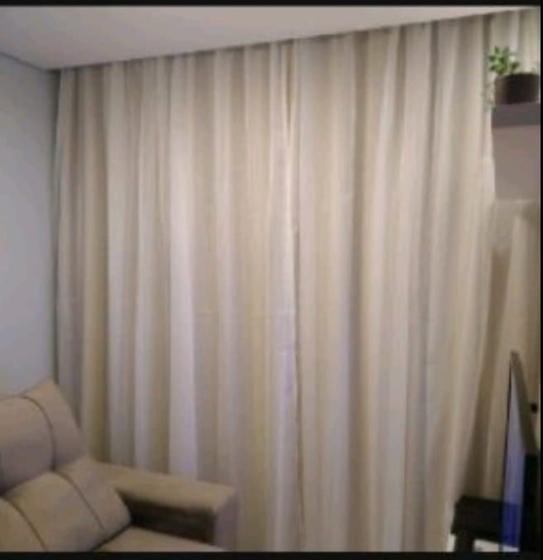 Imagem de Cortina Trilho Suiço Bege Blackout com voil 5,40 x 3.00