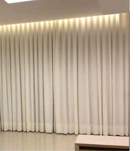Imagem de Cortina trilho suiço  Duplo  Forro com Linho  Marfim 6.00 x 2.60