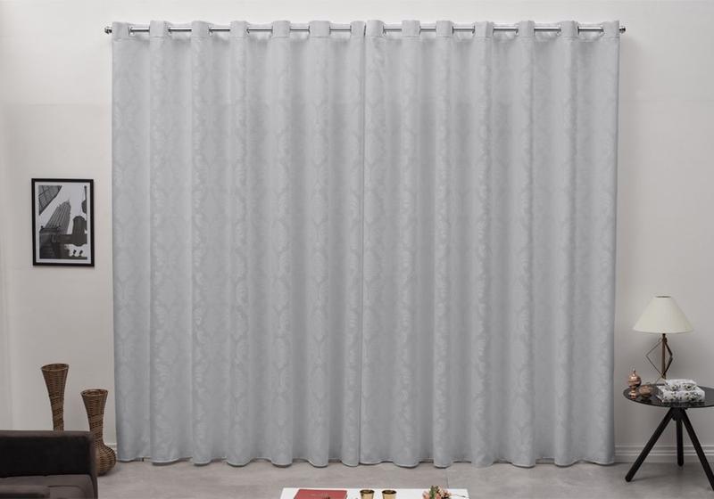 Cortina Varão Tecido Jacquard Cinza 6,00x2,50 Decoração Menor preço em Cortina Varão Tecido Jacquard Cinza 6,00x2,50 Decoração