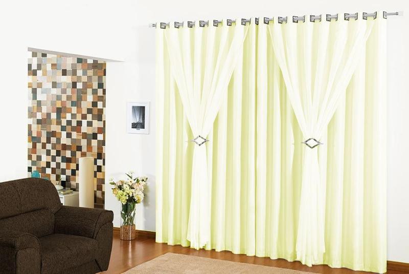 Cortina Varão Voil Pérola 4,00x2,60 Forro Microfibra Fivelas Menor preço em Cortina Varão Voil Pérola 4,00x2,60 Forro Microfibra Fivelas