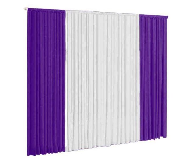 Imagem de Cortina Versátil 3,00MX2,80M Para Sala E Quarto Uva E Branco