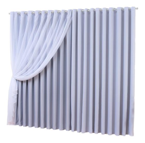 Imagem de cortina voal liso forro tecido blackout branco 5,00x2,50