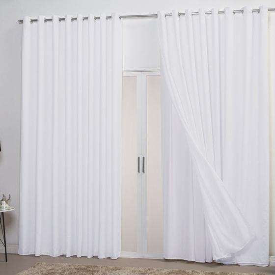 Imagem de Cortina Voil 7,00x2,80m Flame com Forro em Micropercal - Branco