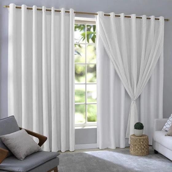 Cortina Voil Branca Com Forro 3,00 X 2,50 Sala/quarto Para Varão Menor preço em Cortina Voil Branca Com Forro 3,00 X 2,50 Sala/quarto Para Varão