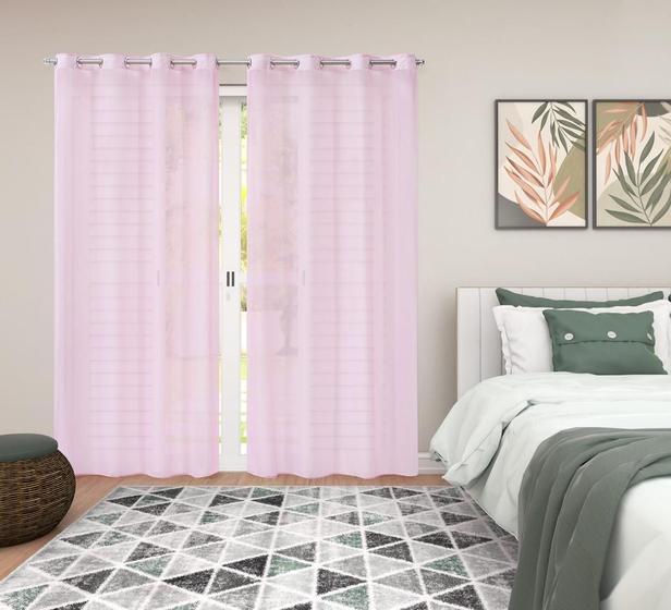 Imagem de Cortina Voil Decoração Quarto E Sala 3,00X2,50M Rosa