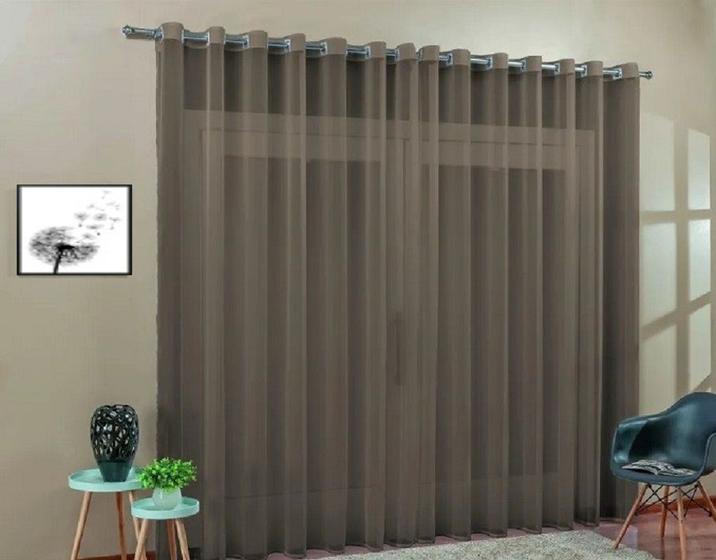 Imagem de Cortina Voil Sala Ou Quarto 5,00x2,50 Ilhós Cromado