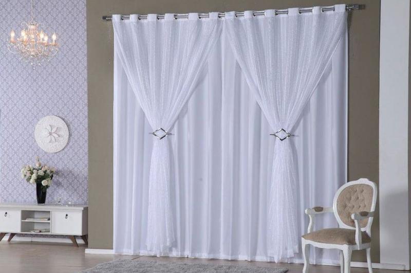 Cortina Voil Xadrez Branco 2,80x2,50 Forro Microfibra Fivelas Menor preço em Cortina Voil Xadrez Branco 2,80x2,50 Forro Microfibra Fivelas