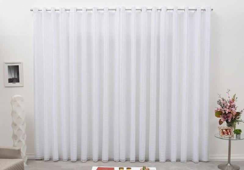Cortina Voil Xadrez Branco 5,00x2,60 Forro Blackout Tecido Menor preço em Cortina Voil Xadrez Branco 5,00x2,60 Forro Blackout Tecido
