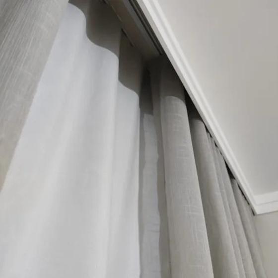 Imagem de Cortina Wave Trilho Suíço Duplo Linho+blecaut 6,00x2,50 Ondulada