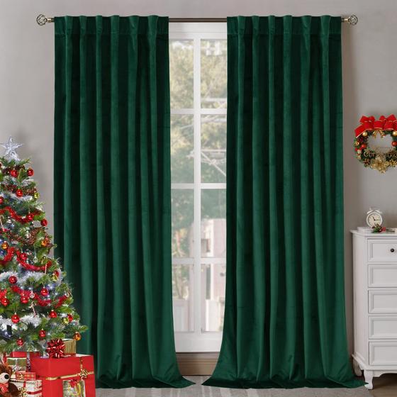 Imagem de Cortinas BGment Emerald Velvet 244cm para sala de estar