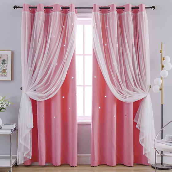 Imagem de Cortinas Blackout Anytime Star Cut-Out para 2 painéis de quarto