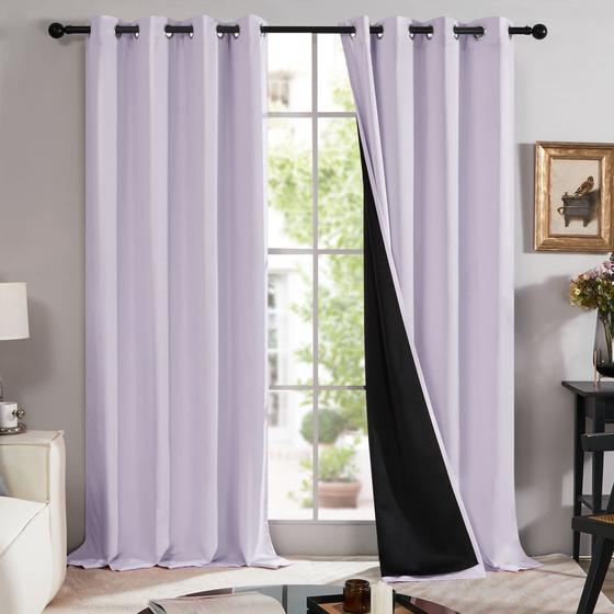 Imagem de Cortinas Blackout Deconovo com isolamento térmico Lavanda 52x84