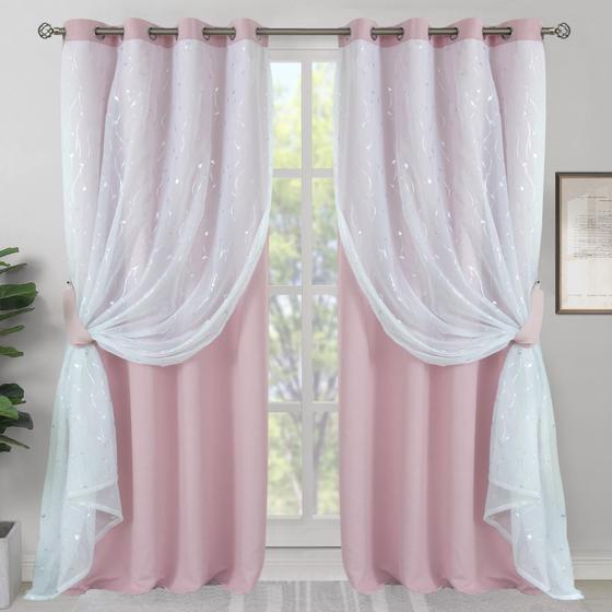 Imagem de Cortinas Blackout Dupla Camada BGment com Sobreposição Transparente