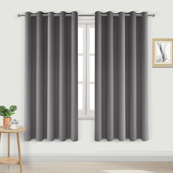 Imagem de Cortinas Blackout DWCN Cinza - Isolamento Térmico - 150x160cm (2 Painéis)