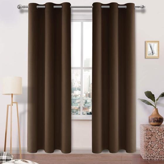 Imagem de Cortinas Blackout DWCN com isolamento térmico marrom 96x213cm 2 Pa