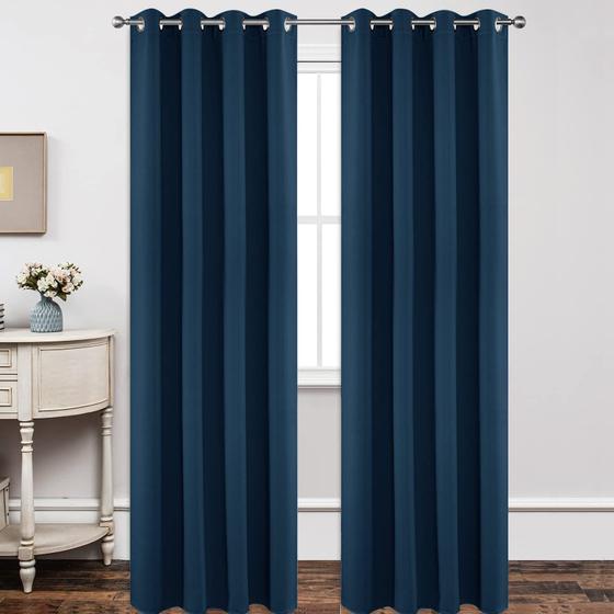 Imagem de Cortinas Blackout Joydeco 275cm - 2 Painéis - Azul Marinho - Isolamento Térmico