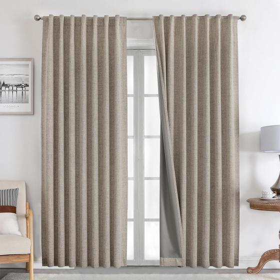 Imagem de Cortinas Blackout Joydeco em Linho Natural 100% - 213x213cm (2 Painéis)